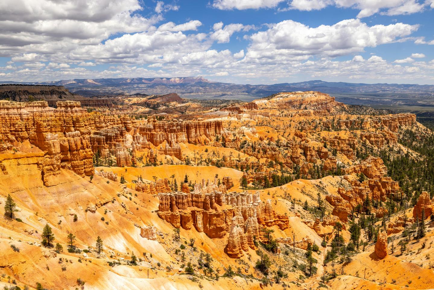 Dramatic hoodoo formations and red cliffs at Bryce Canyon National Park in southwestern Utah
