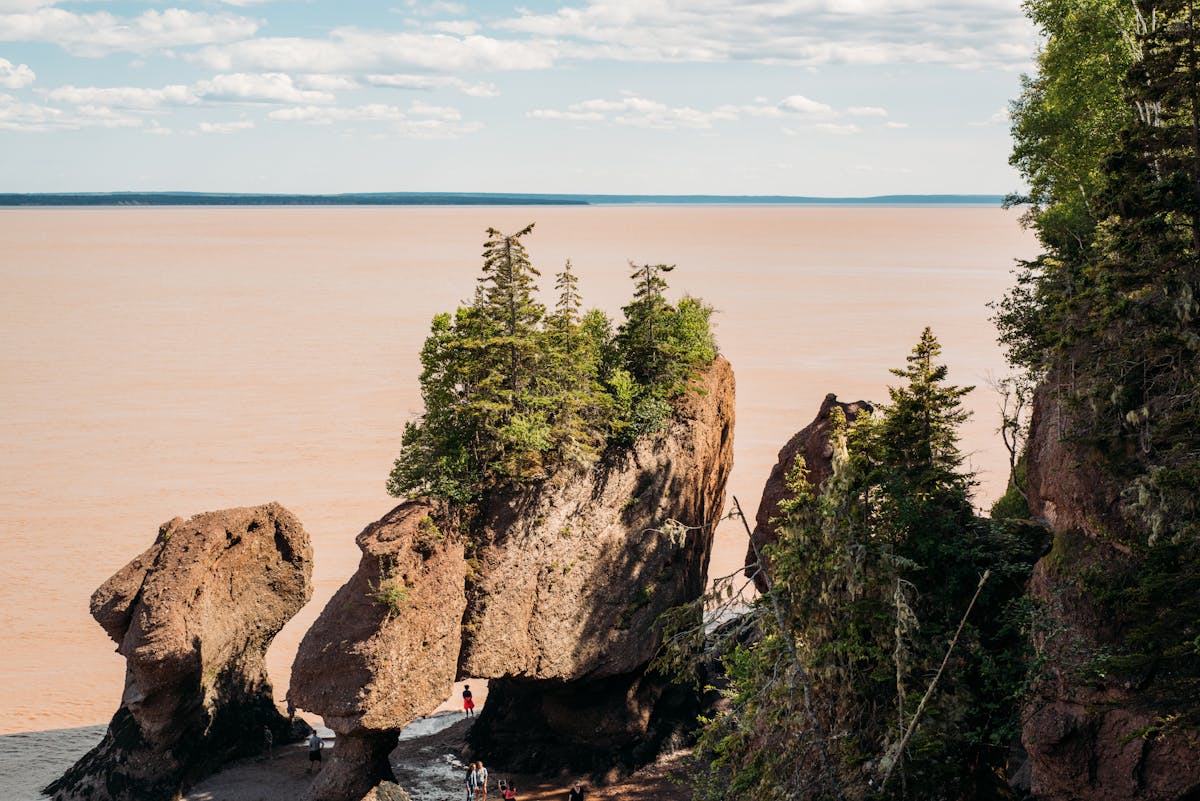 Les marées les plus hautes du monde et falaises côtières spectaculaires de la Baie de Fundy avec phénomènes marée extraordinaires