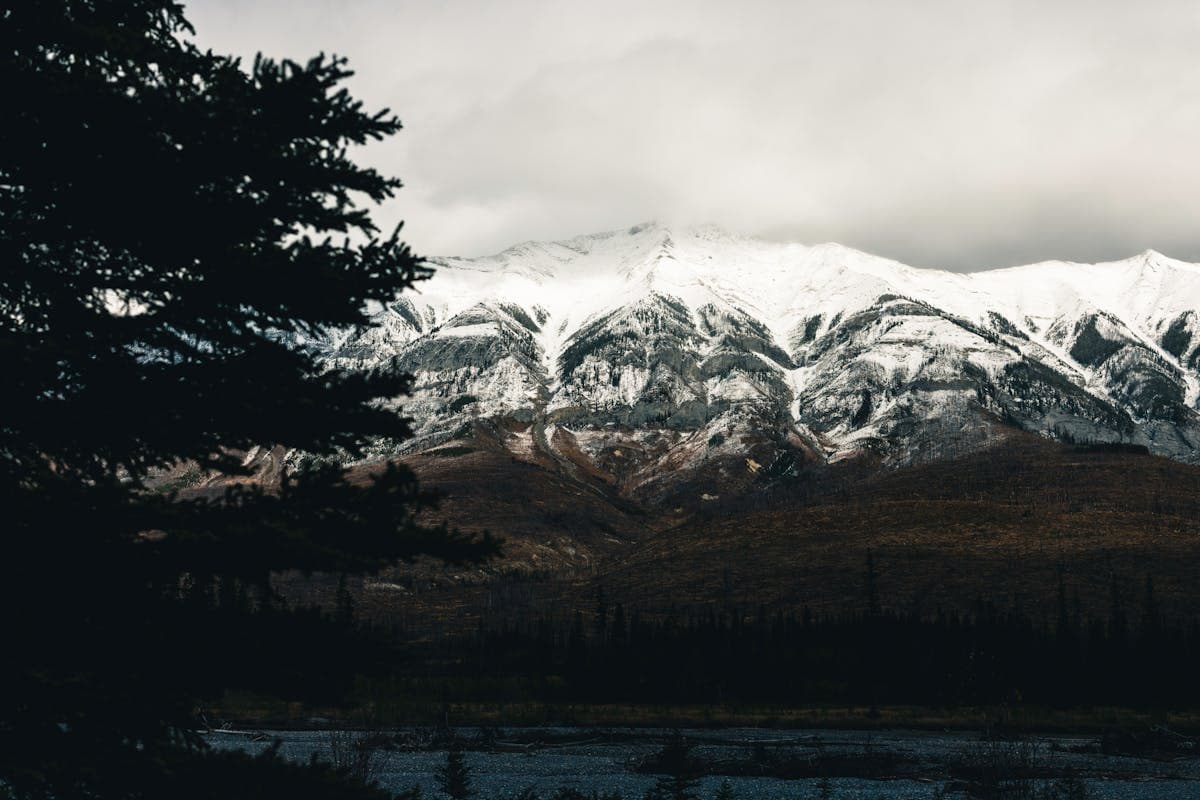 Snow-capped Rocky Mountains in Kootenay National Park, British Columbia