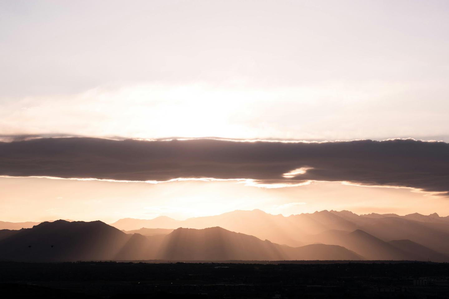 Sunset over Absaroka Mountains near Cody, Wyoming gateway to Yellowstone
