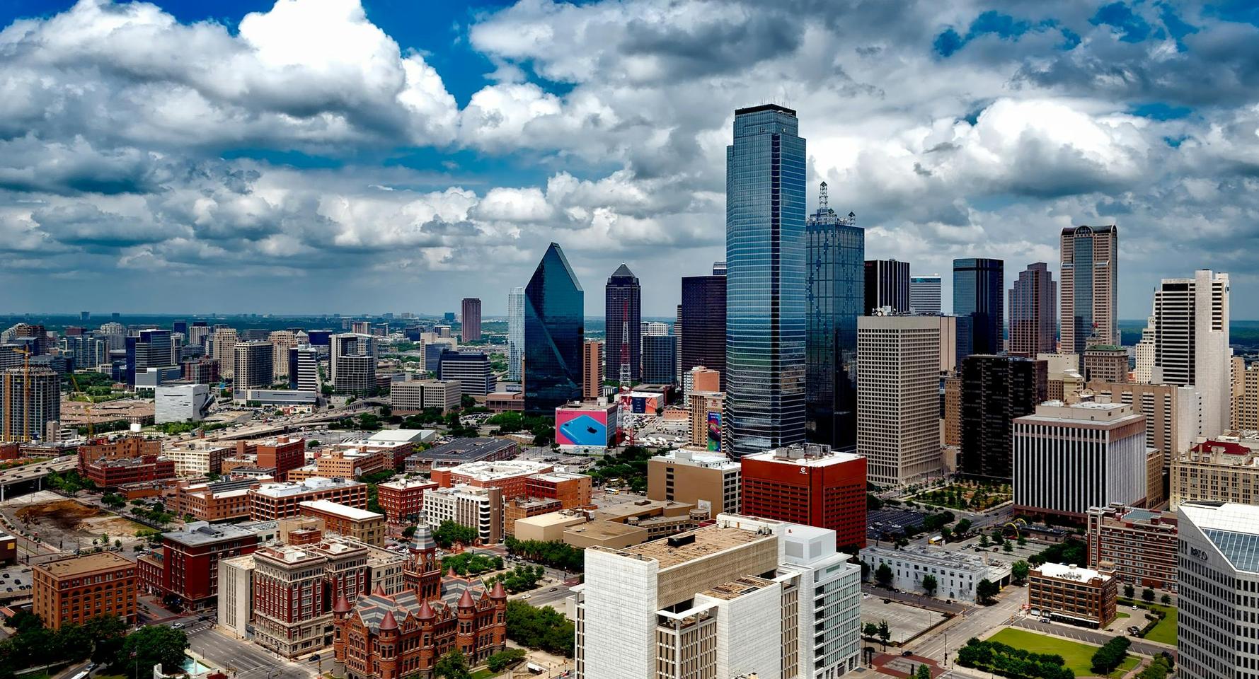 RV parked near the Dallas skyline during the 2026 World Cup.